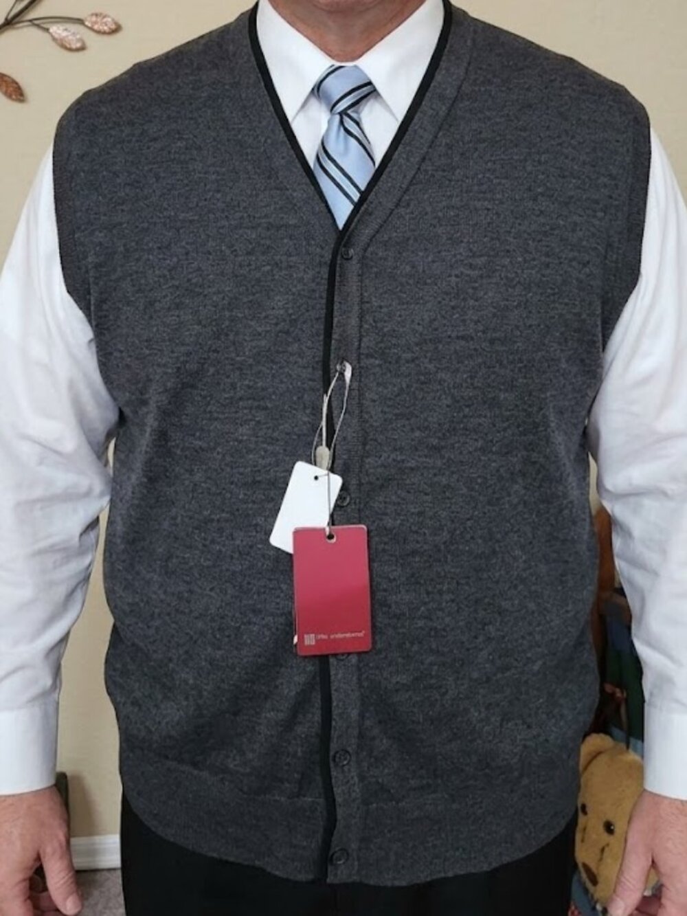 NWT Blair Underwood gray with black trim mens sweater vest sz 4X